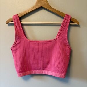 Aerie Ribbed Tank Top with Shelf Bra Pink Shirt Size Large